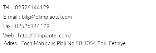 Olimpia Hotel telefon numaralar, faks, e-mail, posta adresi ve iletiim bilgileri